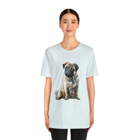 Loving Pug in Watercolor - Short Sleeve Tee